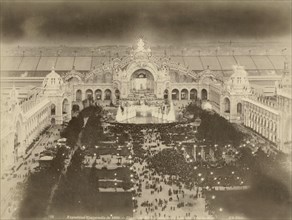 Paris. 1900 World Exhibition. The Champ de Mars and the Pavillon de l'Electricité de nuit.