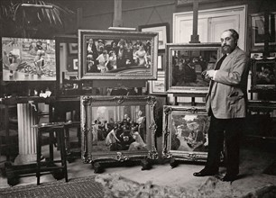 Albert Guillaume dans son atelier
