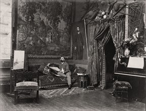 Eugène-Baptiste Emile Dauphin in his studio