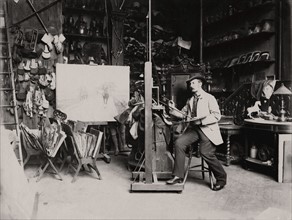 Henry Louis Dupray dans son atelier