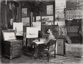 Eugène-Baptiste Dauphin in his studio