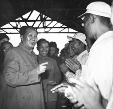 Mao Zedong visiting a factory in October, 1959