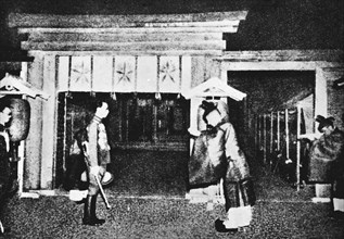 Pu Yi celebrates a Japanese religious ceremony, 1940