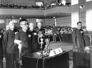 Pu Yi lors du procès de 28 criminels de guerre japonais, en juillet 1956