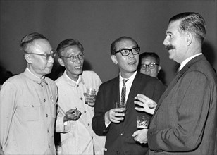 Pu Yi with the media correspondent of the Hong Kong bureau of Reuters News Agency, 1965