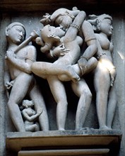 Sensually carved erotic Mithuna figures, India