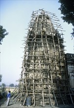 Khajuraho, Madhya Pradesh, India. Restoration of Adinatha Temple
