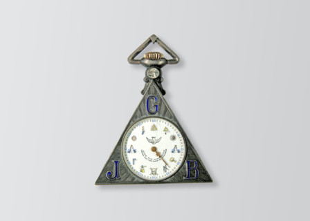 Triangular Swiss silver watch.