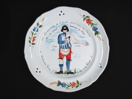Faience plate with Masonic decoration.