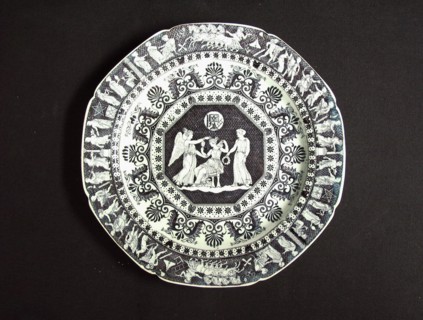 Octagonal faience plate.