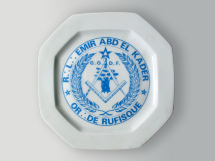 Octagonal porcelain plate.