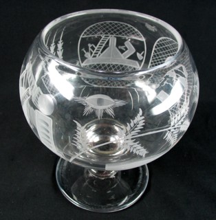 Punch bowl scandinave en verre à décors maçonniques