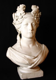 Plaster Marianne with laurel wreath.