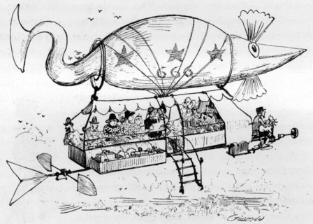 Airship-Omnibus, illustration by Robida