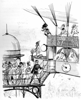 Aircraft landing dock, illustration by Robida