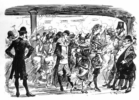 The smoking section at the Theatre Français, illustration by Robida