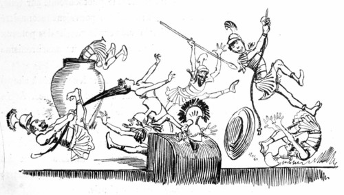 The Chicago mimes playing the Horaces at the Théâtre-Français, illustration by Robida