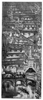 Paris by aircraft, illustration by Robida