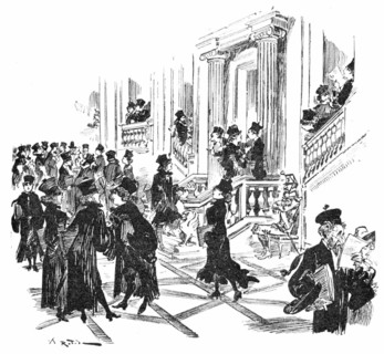 The waiting room in the law court, caricature
