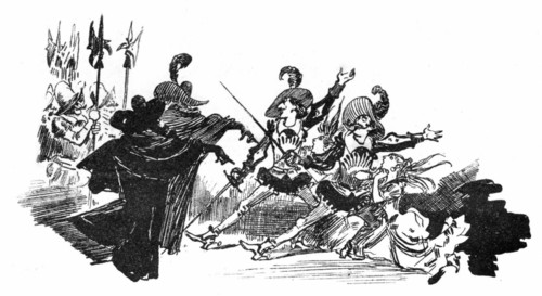 The double cast of the theater of the Porte Saint Martin, illustration by Robida