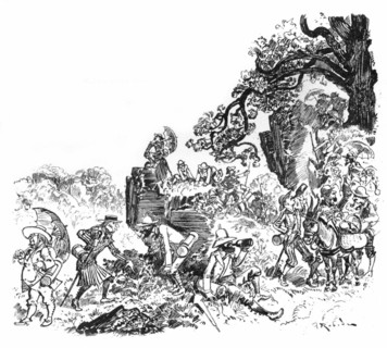 The prisoners of the  penitentiary on a walk, illustration by Robida