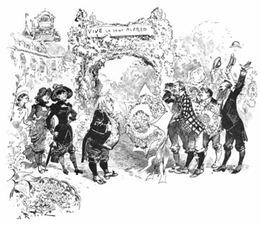 The celebration of the director of the prison, illustration by Robida