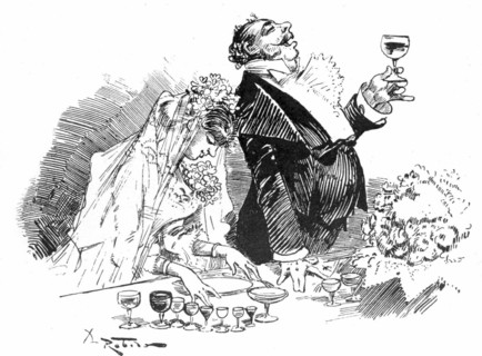 MP at the wedding of a voter, illustration by Robida