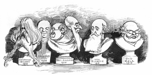 Bustes d'anciens académiciens ornant la salle des séances de l'Académie française, illustration de Robida
