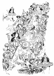 A reception banquet at the French Academy, illustration by Robida