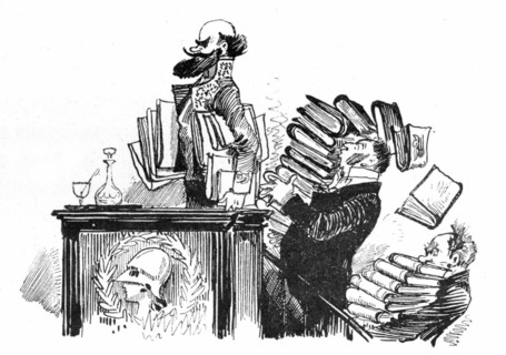The historian Félicien Cadoul, illustration by Robida