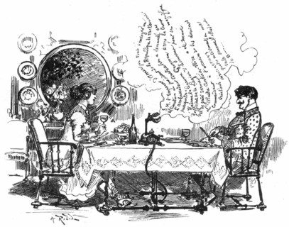 The arrival of the telephonic news at the subscriber's home, caricature