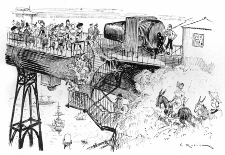 Kermesse internationale sur le tube de Calais-Douvres, illustration de Robida