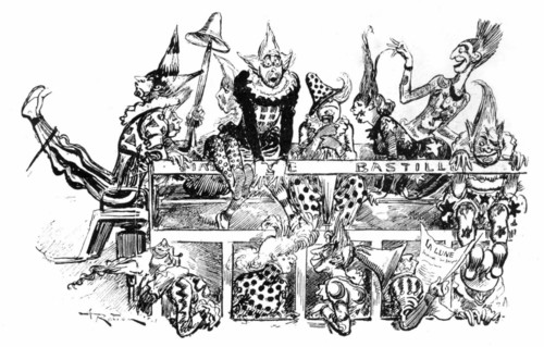 Clowns, illustration by Robida