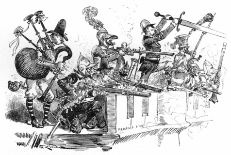 The troop of photo-painters, illustration by Robida