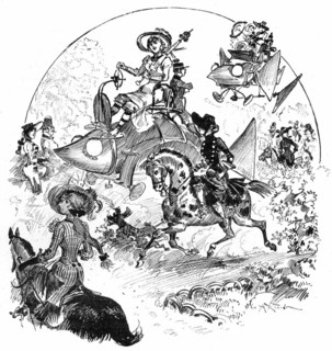 Hunting at the Fontainbleau woods, illustration by Robida