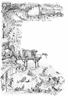 Bathing time at Mancheville, illustration by Robida