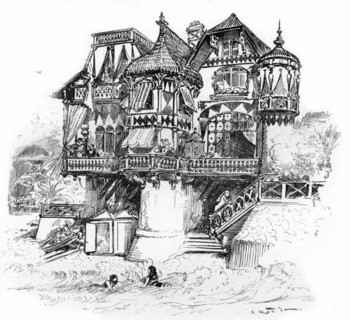 House of people of leisure in Monaco, illustration by Robida