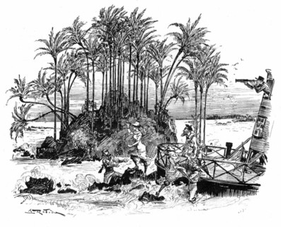 Shiwreck in Polynesia, illustration  by Robida