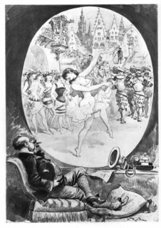 Theater at home via the telephonescope, illustration by Robida