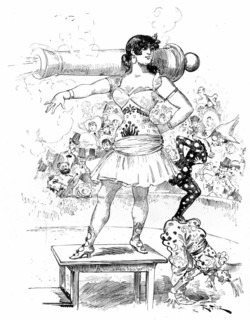 Clara the beautiful tragic actress, illustration by Robida