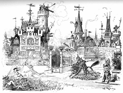 The last days of feudal system at Chatou, illustration by Robida