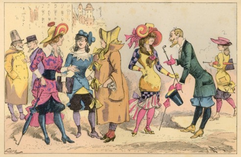 Modes parisiennes en septembre 1952, illustration de Robida