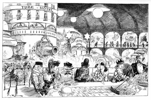 The international submarine city of the Main tube, illustration by Robida