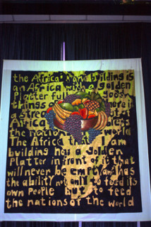 Prophetic banner at a Christian conference.  "The Africa I am building is an Africa with a golden