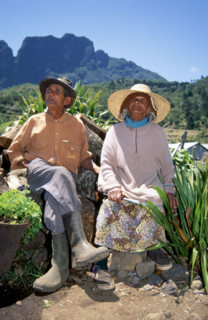 MADAME BEQUE AND SON AT HOMESTEAD IN LA NOUVELLE, REUNION
