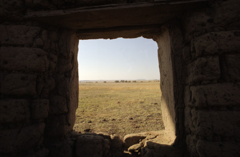 Crumbling mud building