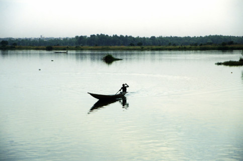 Bamako is not even half way along the length of the Niger River yet even here it is a large body of