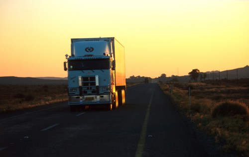 a truck on the N1 in the karoo