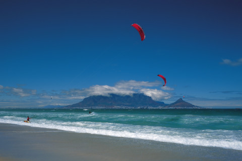 KITE SURFERS ,TABLE MOUNTAIN