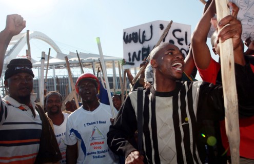 Grève des ouvriers sur le chantier du stade de Durban, Afrique du Sud
